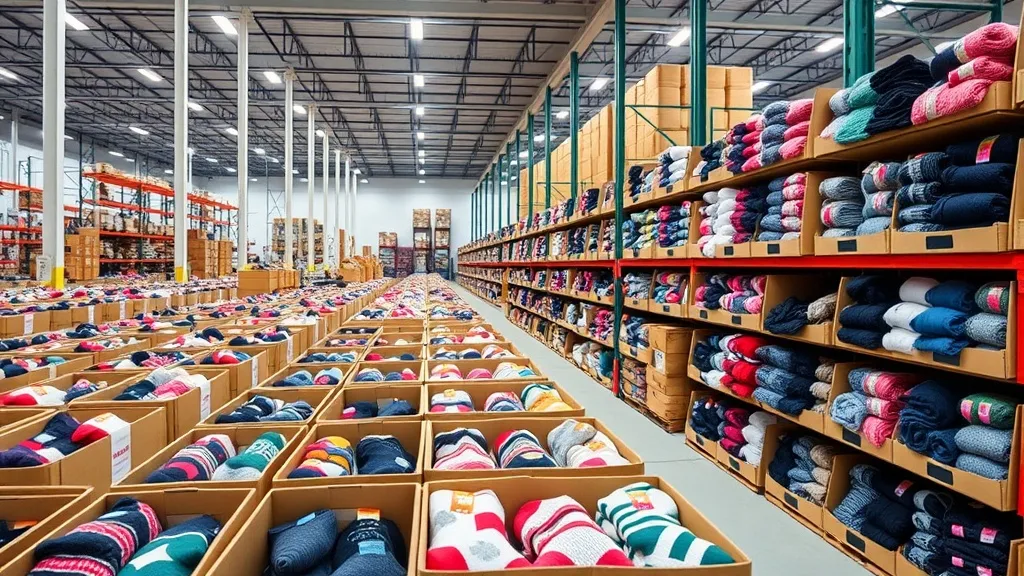 Stock grossiste chaussettes B2B France — stockage logistique fournisseur
